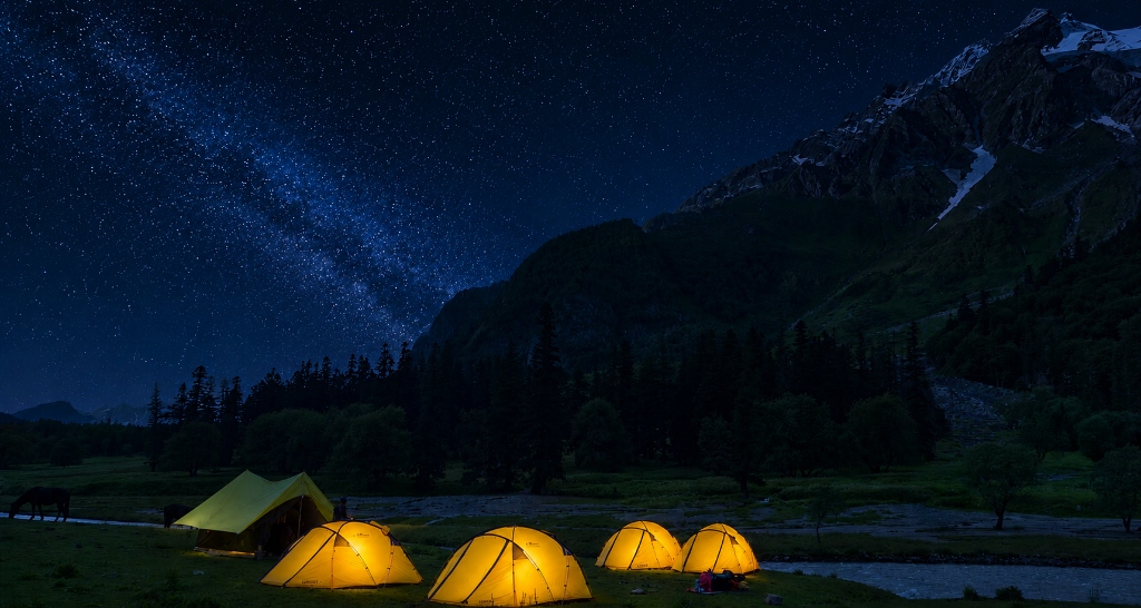 Real Nighttime mountain scene